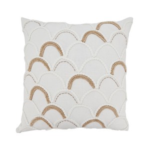 Saro Lifestyle Shoreline Serenity Scallop Design Down Filled Throw Pillow, Off-White, 18"x18" - 1 of 3