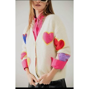 Women's Cardigan with embroidered heart - Q2 - 1 of 1