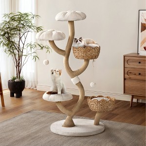 Multi-Level Cat Tree,27.5" W × 27.5" D × 59.38" H - 1 of 4