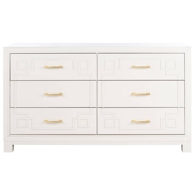 Raina 6 Drawer Dresser White/Brass - Safavieh