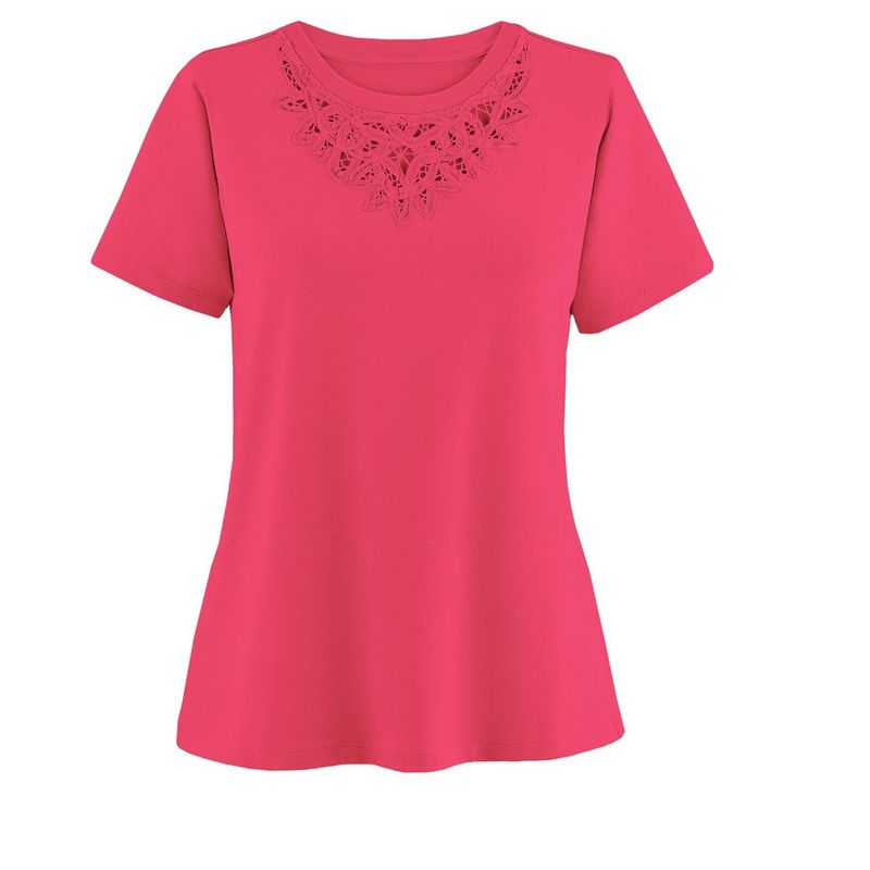 Collections Etc Beautiful Lace  Trim Tee, 4 of 6