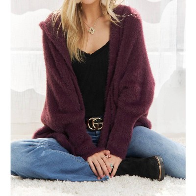 Women's Soft Fuzzy Sweater Hoodie Cardigan - ADORA