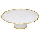 Classic Touch White Alabaster Cake stand with Gold Trim