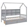 Wooden Platform House Bed with Trundle and Shelf-ModernLuxe - 4 of 4