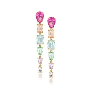 Ross-Simons 18kt Yellow Gold-Plated Drop Earrings With Simulated Multicolored Gemstones and .50 ct. t.w. Czs - 1 of 3