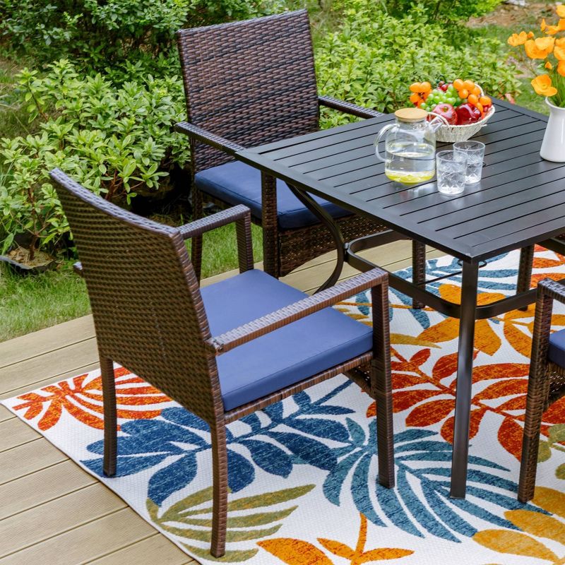 5pc Patio Dining Set with Square Metal Table &#38; 4 PE Rattan Chairs - Captiva Designs, 3 of 9