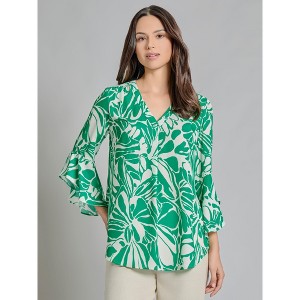 Printed Keyhole Neckline Top - 1 of 3