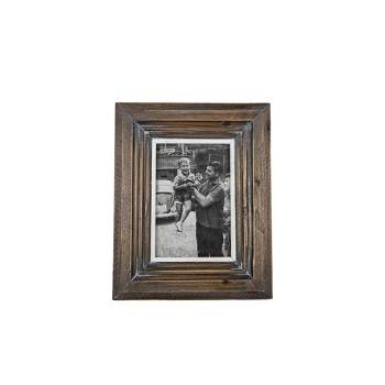 4x6 Inch Beveled Vintage Picture Frame Deep Brown Wood, MDF & Glass by Foreside Home & Garden