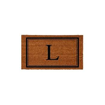 Evergreen Monogram Indoor Outdoor 100% Natural Coir Doormat 28" x 16" |  Letter  "L"