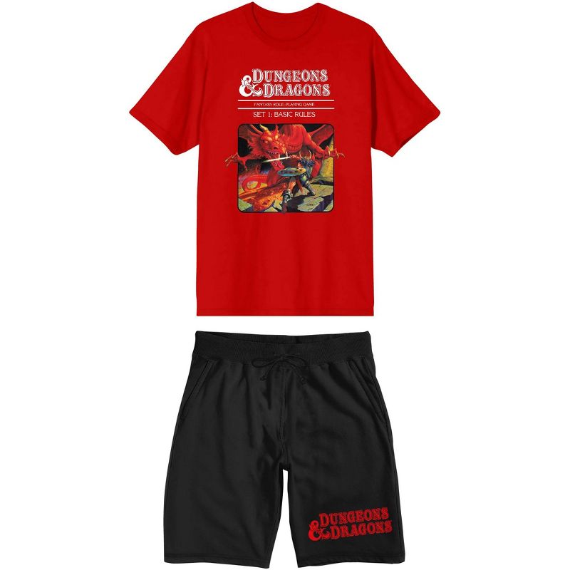Dungeons & Dragons Classic Art Men's T-Shirt & Sleep Pajama Short Set, 1 of 2