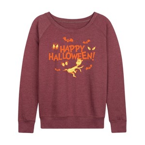 Women's - Dr. Seuss - Happy Halloween Eyes Lightweight French Terry Wide Neck Long Sleeve Shirt - 1 of 4