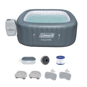 Coleman SaluSpa 114 Soothing AirJet Square Hot Tub with 2 Pack of Bestway SaluSpa Spa Seat and 2 Sets of SaluSpa Padded 2 Headrest Pillows - 1 of 4