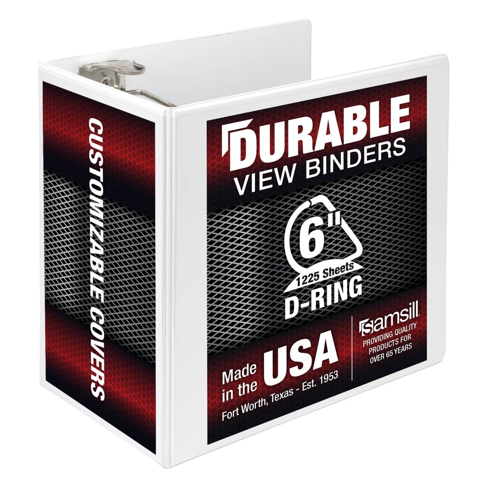 Samsill Durable 6  Locking D-Ring View Binder  White