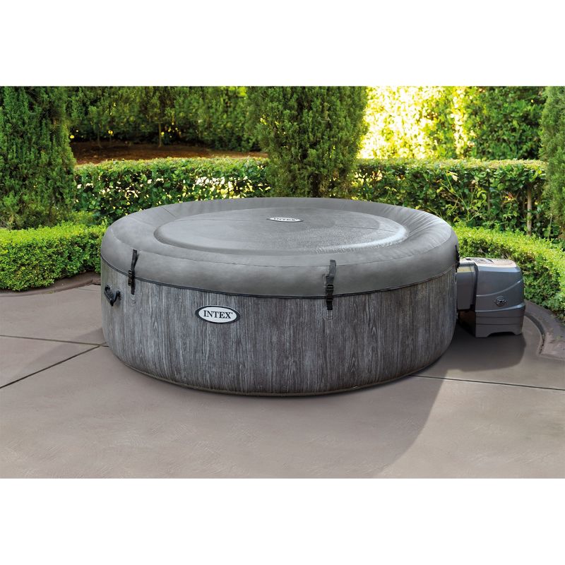 Intex Greywood Deluxe 4 Person Outdoor Portable Inflatable Hot Tub Spa with Multi-Color LED Light, Foam Headrests, and 140 Soothing Bubble Jets, Gray, 3 of 10