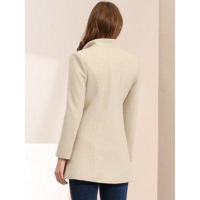 INSPIRE CHIC Women's Winter Notch Lapel Collar Buttoned Business Mid-Long Trench Coats Small Beige — фото 4