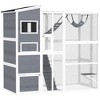 PawHut Catio Outdoor Cat Enclosure, 76" Large Wooden Cat House with 4 Tier Resting Rooms, 3 Platforms, 1 Soft Ladder, 2 Ramps, 1 Hammock, Gray - 4 of 4