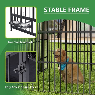 Akoasm Metal Pet Pens & Kennel & Coop With Roof For Outdoor-Black