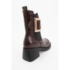 Moriah - Burgundy Buckle Elastic Block Heel Boot (Women) | Prologue Shoes - 3 of 4