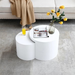 MaseiKar Coffee Tables,MDF with ash/oak/walnut veneer side table/coffee table/end table/nesting table set of 2 for living room,office,bedroom, White - 1 of 4