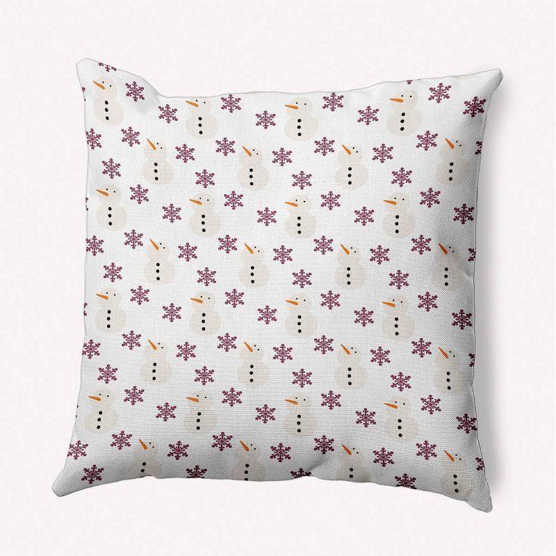 16&#34;x16&#34; Snowmen in Snowstorm Square Throw Pillow Pink - e by design, 1 of 7