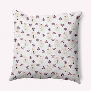 16"x16" Snowmen in Snowstorm Square Throw Pillow Pink - e by design