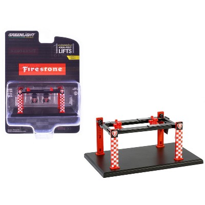 Adjustable Four-Post Lift "Firestone" Red and White "Four-Post Lifts" Series 6 1/64 Diecast Model by Greenlight