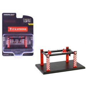Adjustable Four-Post Lift "Firestone" Red and White "Four-Post Lifts" Series 6 1/64 Diecast Model by Greenlight - 1 of 4