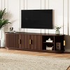 TiramisuBest Wooden Mid-Century TV Stand, Oval Fluted Farmhouse Media Console with Golden Handle,Walnut - 2 of 4