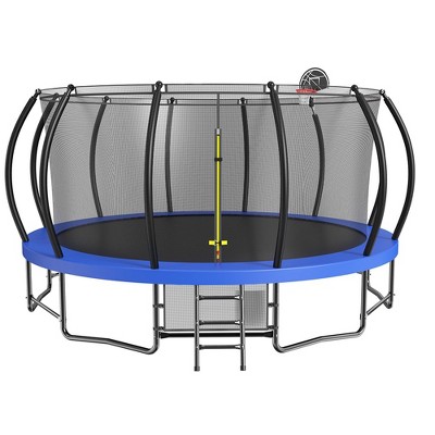 15 FT Trampoline, Toddler Trampoline With Backboards, I Zipper Door, 12 Net Rods, 96 Springs, Carriage Bag, Water Pump, Heavy Duty Jumping Trampoline