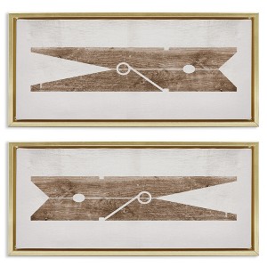 Stupell Industries Minimal Laundry Clothespins 2pc Floating Frame Art Set - 1 of 4