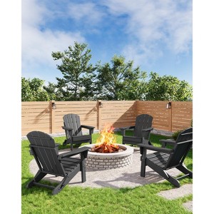 Folding Adirondack Chair - HDPE Outdoor All-Weather Fire Pit Chairs, Ergonomic Extended Backrest for Patio, Garden Pool, Backyard - 1 of 4