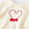 Baby Girls' 2pc Christmas Holiday Candy Cane Sweater and Pants Set - Cloud Island™ Cream - 3 of 4