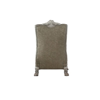 Vintage Bone White Faux Leather Handcrafted Accent Chair