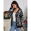 Coolmee Women's V Neck Button Down Knitwears Long Sleeve Soft Basic Knit Cardigans Snowflake Elk Sweater Christmas Cardigans 2XL Black - 2 of 4