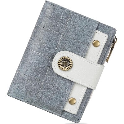 BEAFUP Small Wallets for Women Leather RFID Blocking Bifold Zipper Pocket Wallet with ID Window