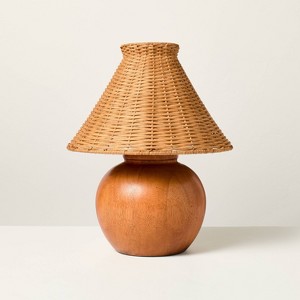 Wood Base with Rattan Shade Accent Table Lamp - Hearth & Hand™ with Magnolia - 1 of 4
