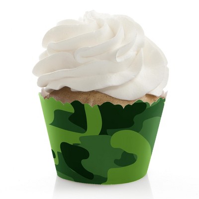 Big Dot of Happiness Camo Hero - Army Military Camouflage Party Decorations - Party Cupcake Wrappers - Set of 12