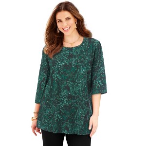Catherines Petite Easy Fit 3/4-Sleeve Scoopneck Tunic - 1 of 4