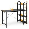 Costway 48'' Reversible Computer Desk Writing Table Workstation w/ Storage Shelf Black\Brown - 4 of 4