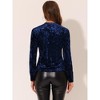 INSPIRE CHIC Women's Casual Vintage Velvet Crew Neck Long Sleeve T-shirts - 3 of 4