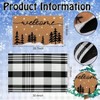 2 Pcs Winter Door Non Slip Coir Mats Floor Layering Snowy Tree Black White Buffalo Plaid Doormats Seasonal Front Porch - 2 of 4