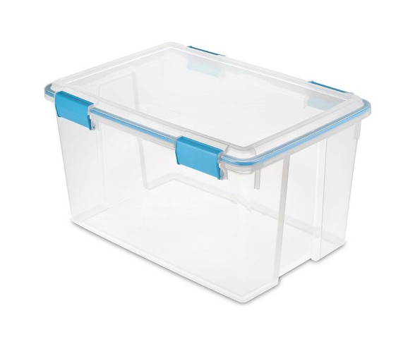 Sterilite 19344304 54 Quart Latched Gasket Plastic Storage Container (4 Pack)