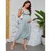 Women Maternity Casual V Neck Ruffle Cap Sleeveless Summer Boho Sundress Flowy Maxi Dress Baby Shower - 4 of 4