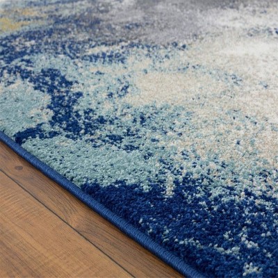 Luxe Weavers Blue Abstract 2x3 Synthetic Area Rug