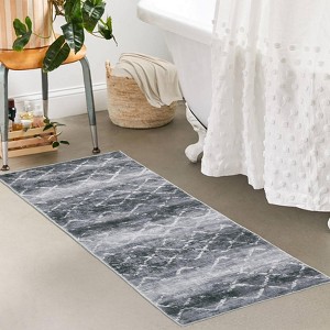 Washable Rugs, Non Slip Indoor Distressed Blue Rug Trellis Large Rug Soft Non Shedding Stain Resistant Carpet for Dining Room - 1 of 4