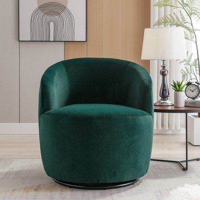 Swivel Barrel Chair With Surrounding Backrest, 360 ° Rotating Base 250 Pounds Load Capacity Accent Velvet Sofa Chair