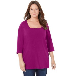 Catherines Women's Plus Size Ultra-Soft Square-Neck Tee - 1 of 4