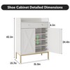 4-Tier Shoe Storage Cabinet, Metal Legs & Adjustable Shelves, Wooden Shoe Rack Organizer - 2 of 4