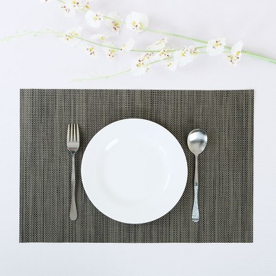 PiccoCasa Heat Resistant Non-skid Removable Woven PVC Placemat 18" x 12" Pure Dark Gray 6 Pcs