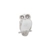 Black Bow Jewelry Sterling Silver, CZ and White Enameled Wise Owl Bead Charm - 2 of 4
